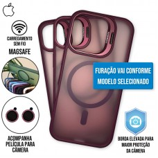 Capa iPhone 15 - Metal Stand Fosca Magsafe Dark Pink